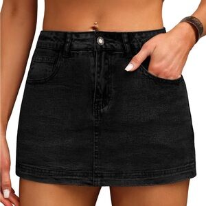 NWT Black Denim Skort for Women - High Waist Mini Denim Skirt - Small
